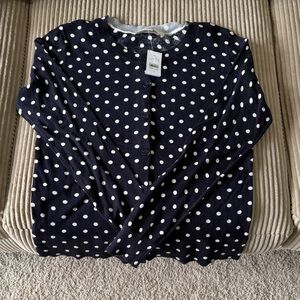 LOFT Navy Polka Dot Sweater